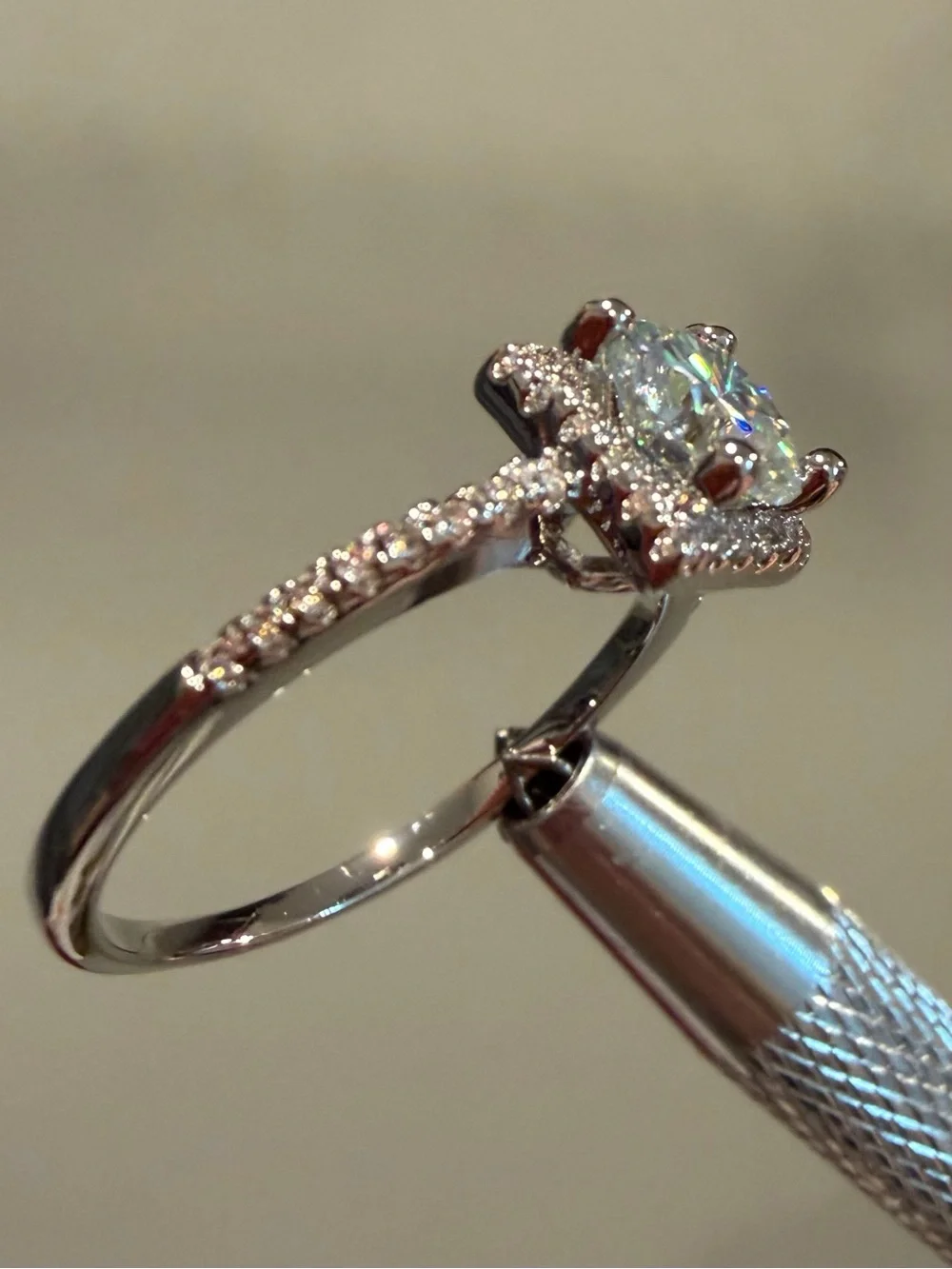 1.0CT GRA MOISSANITE Princess Cut s925 Sterling Silver Ring/ Size 9